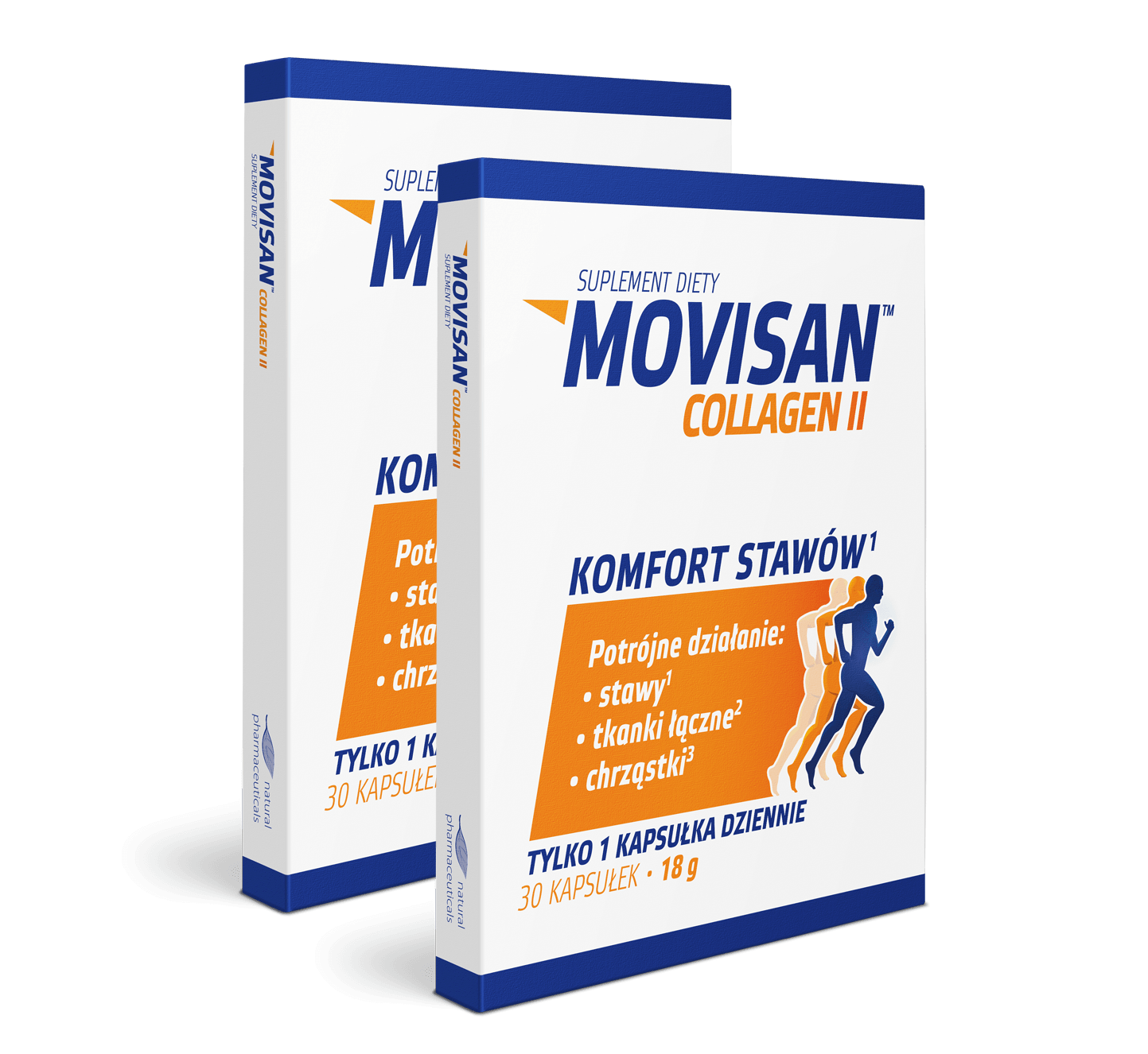 Natural Pharmaceuticals Movisan® Collagen II Dwa opakowania suplementu diety Movisan® Collagen II.